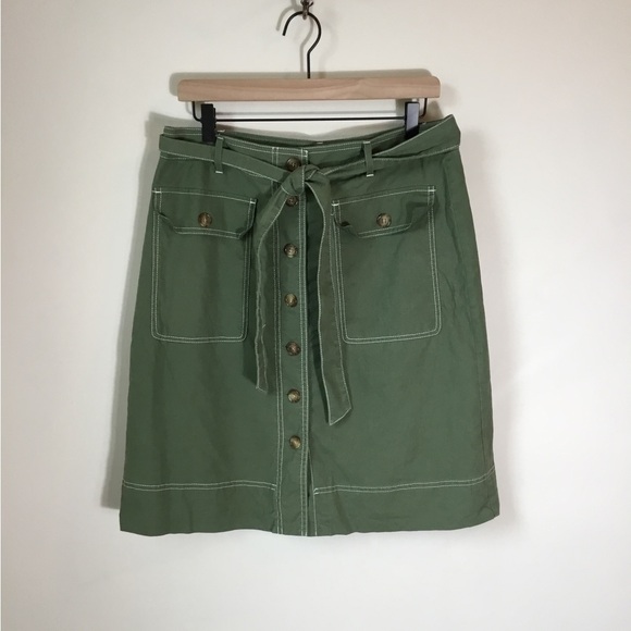 J. Crew Dresses & Skirts - J. Crew Factory Linen Blend Button‎ Front Skirt